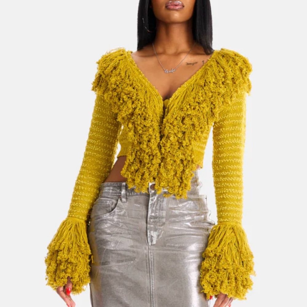 ***NWT*** Hanifa Mila Cropped Mustard Cardigan
